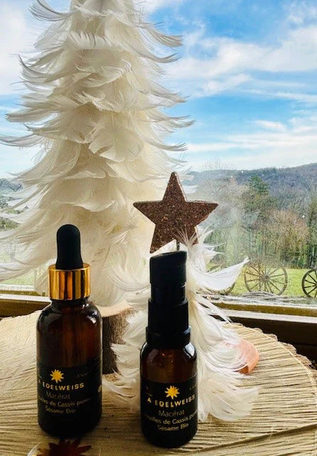Macérât de Feuilles et Bourgeons de Cassis & Huile de Sésame Bio A Edelweiss : un élixir naturel puissant pour le bien-être
